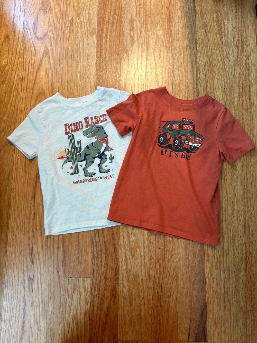 Garanimals Kids' Dino Ranch & Truck Graphic Tee Set - White and Rust